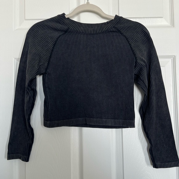 Aura Tops - Aura Charcoal Ribbed Crop Top